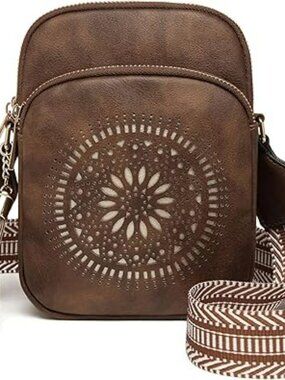 Brown Boho Crossbody Bag Phone Kindle Small Easy Carry Summer Purse New Trendy